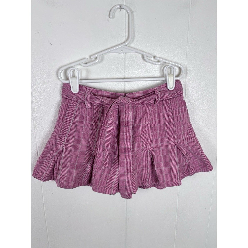VTG Y2K Cherokee Pink Plaid Skirt Skort Shorts Pleated Girls Sz 6-6X‎ Adjustable